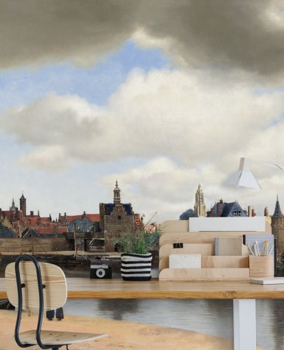 papier peint mural d'art intitulé View of Delft de Johannes Vermeer pour les chambres et les salons