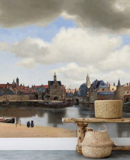 Kunsttapete mit dem Titel View of Delft von Johannes Vermeer für Schlafzimmer und Wohnzimmer