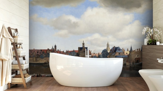 papier peint mural d'art intitulé View of Delft de Johannes Vermeer pour les chambres et les salons