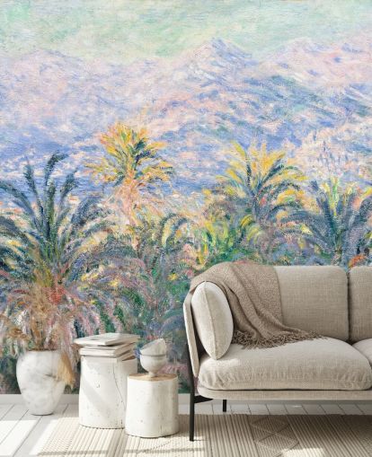 carta da parati fine art chiamata Palme a Bordighera di Claude Monet per salotti e camere da letto