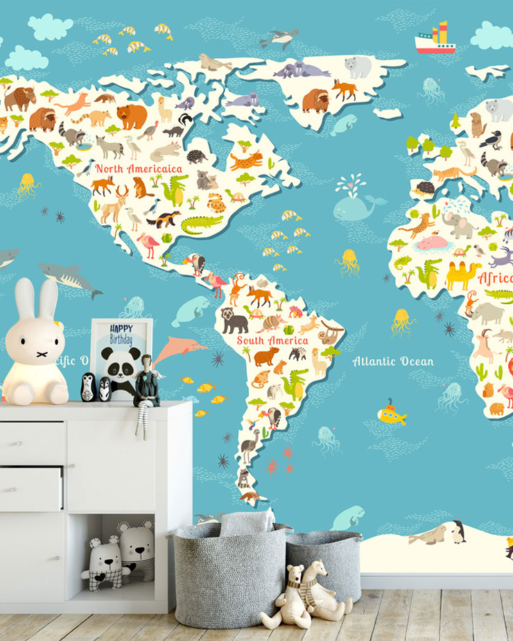 childrens-map-mural-in-bedroom