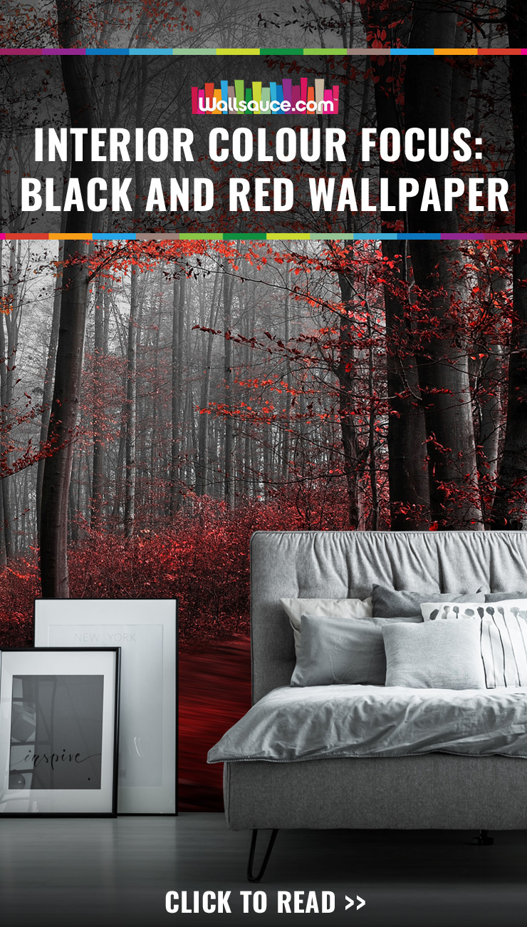 Turn your interior colour focus to black and red wallpaper