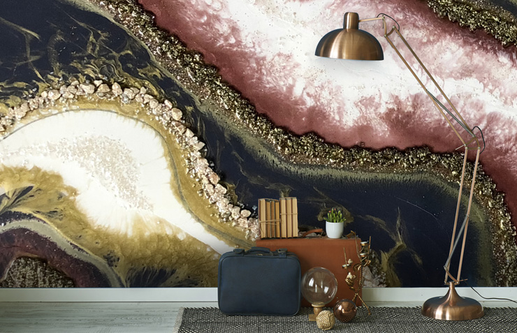marble-wallpaper-in-living-room