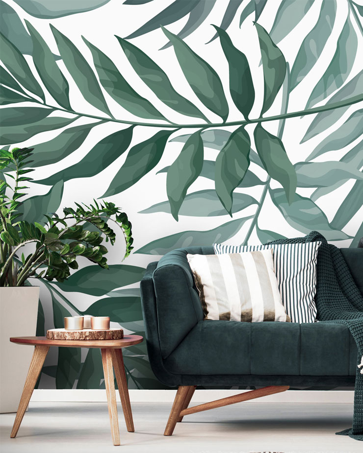 palm-print-mural-in-living-room