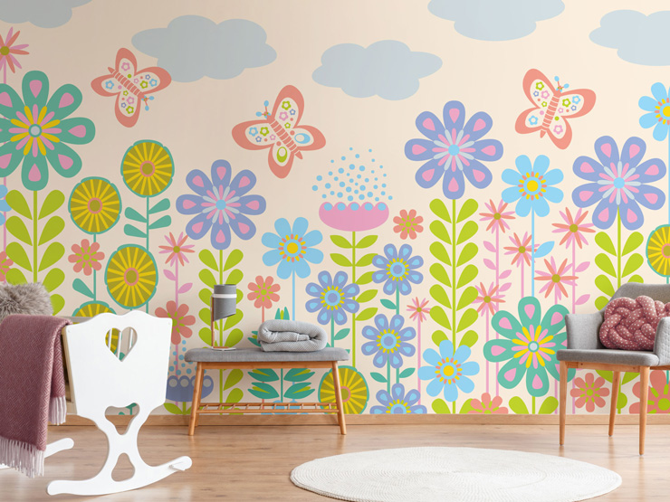 colourful nursery mural by Jackie Tahara