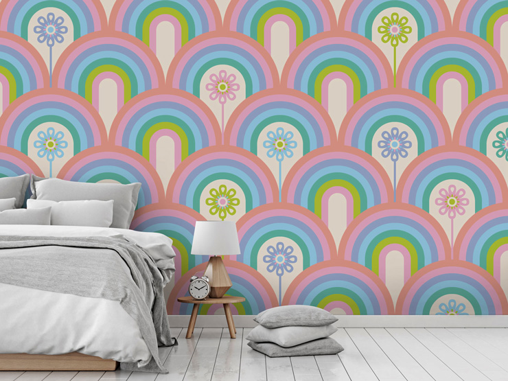 vibrant patterned mural by Jackie Tahara