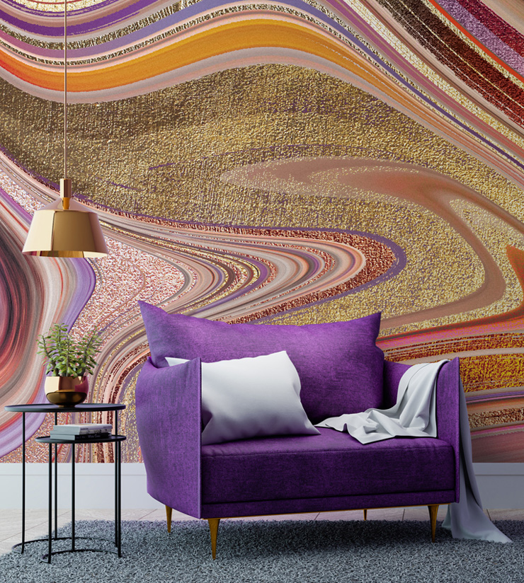 psychedelic agate wallpaper design in pinks and purples