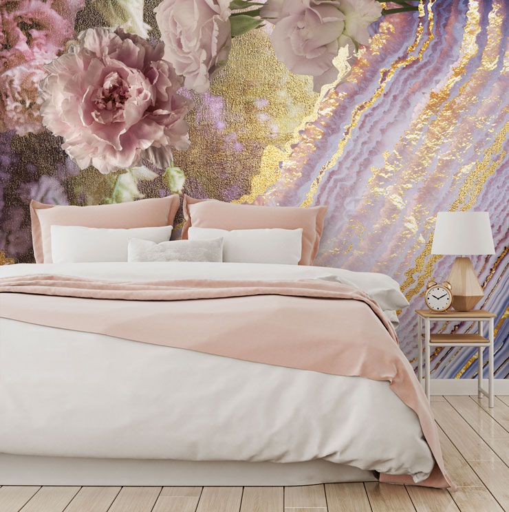floral agate wallpaper in bedroom