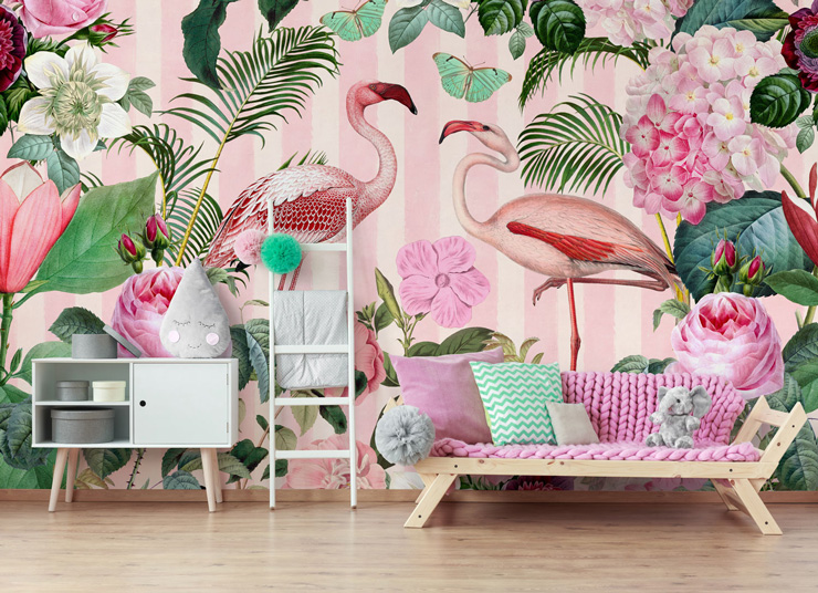 teen girl bedroom ideas flamingo wallpaper in girls room