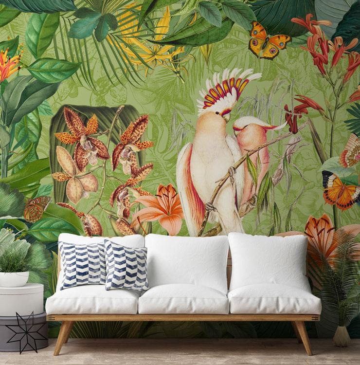 Papier peint mural avec accents de fleurs sauvages – Peler et