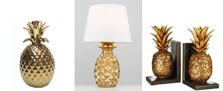 golden pineapple ornaments from Wayfair