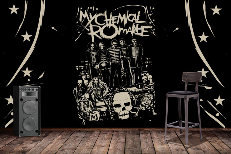 my chemical response black mural in music practice room