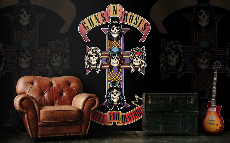 guns and roses rock living room