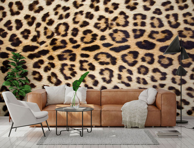 jaguar wallpaper in a trendy living room