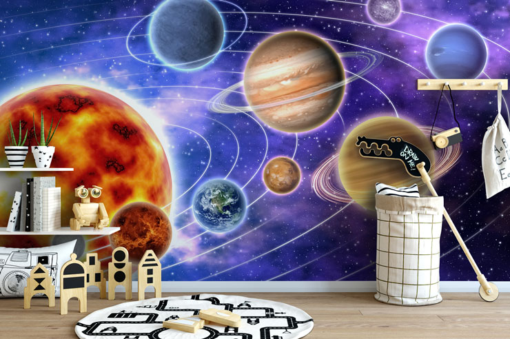 Space Wall Mural in Bedroom