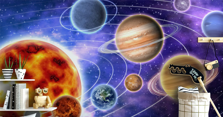 planets in solar system in modern boys bedroom