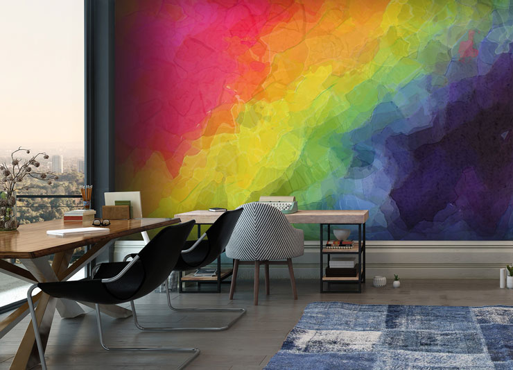 rainbow abstract wallpaper in modern office