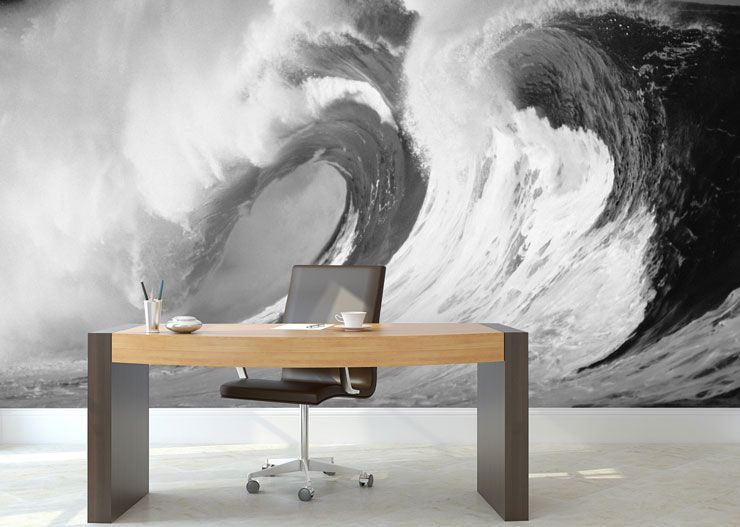 black and white wave in private office