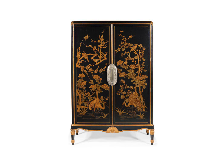 Dark Wood Oriental Cabinet Wallpaper