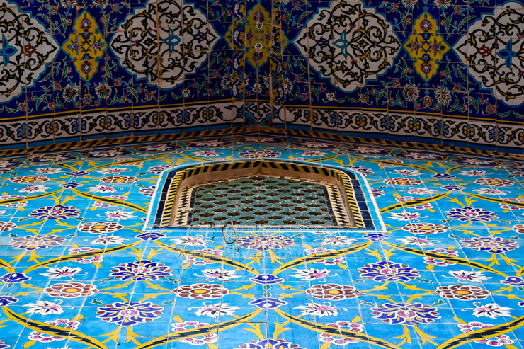 blue decorated spanish tiles from the bottom of a spanish