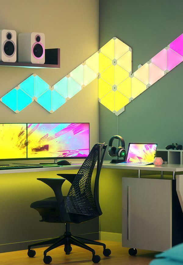 colorful light system in gaming room