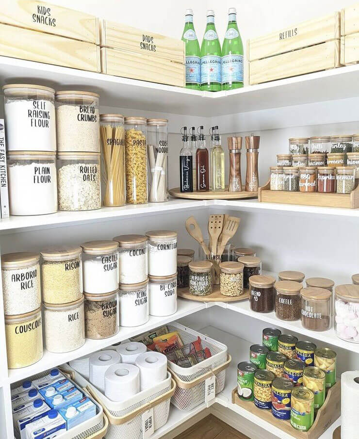 labelled kitchen pantry