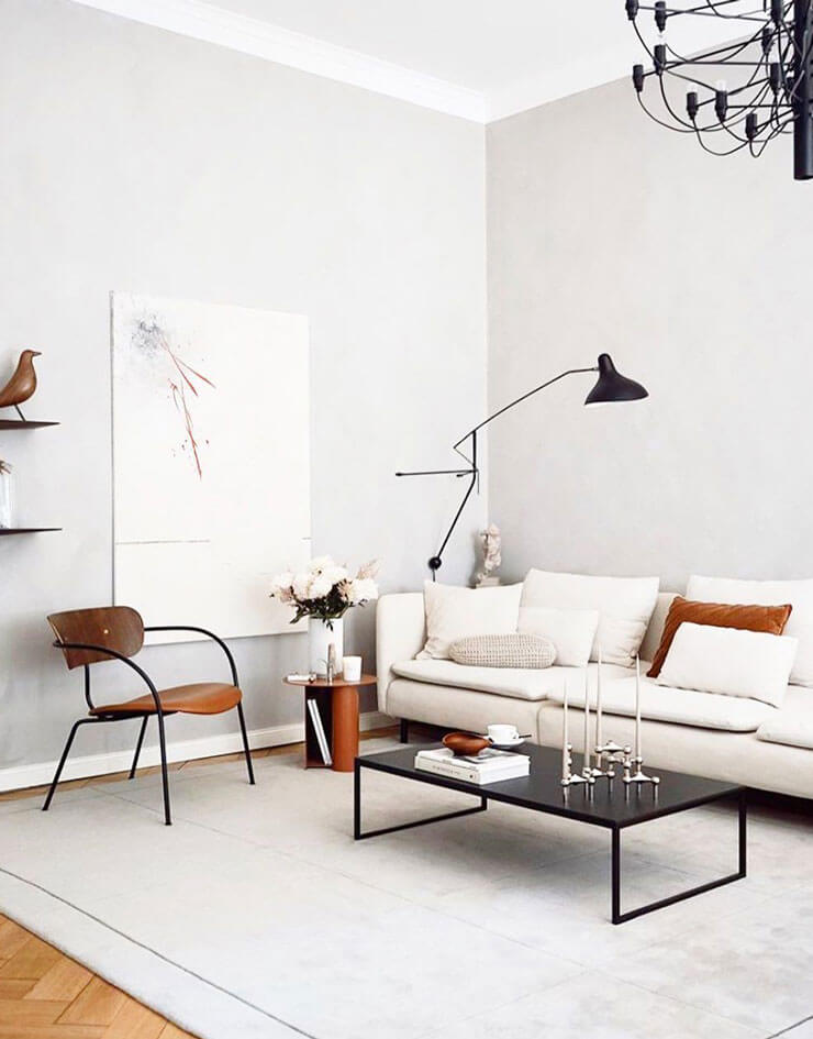 terracotta minimalist living room