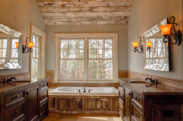 wood rustic bathroom