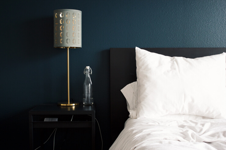 dark navy painted bedroom walls