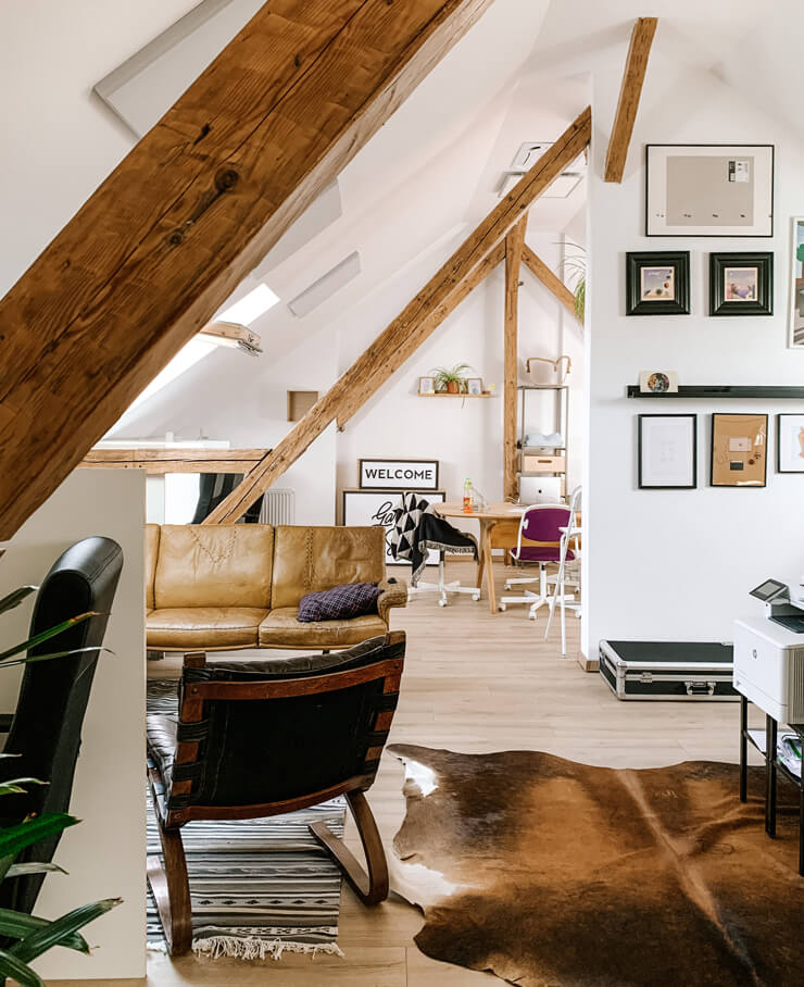 trendy attic living area