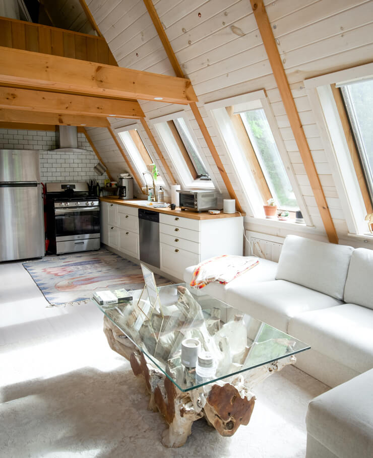 kitchen in an attic