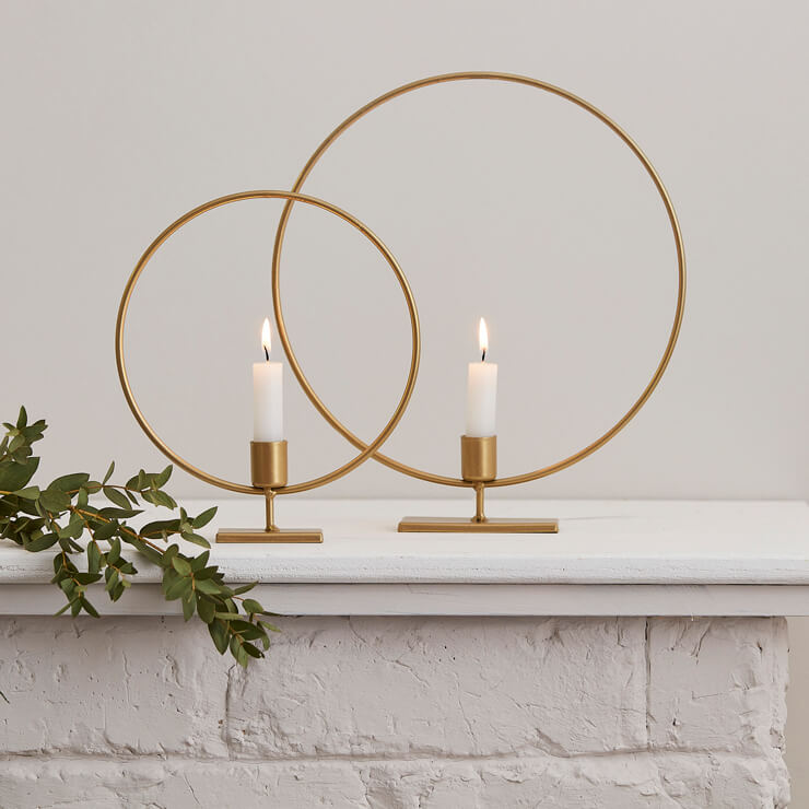 minimalist gold candle holders