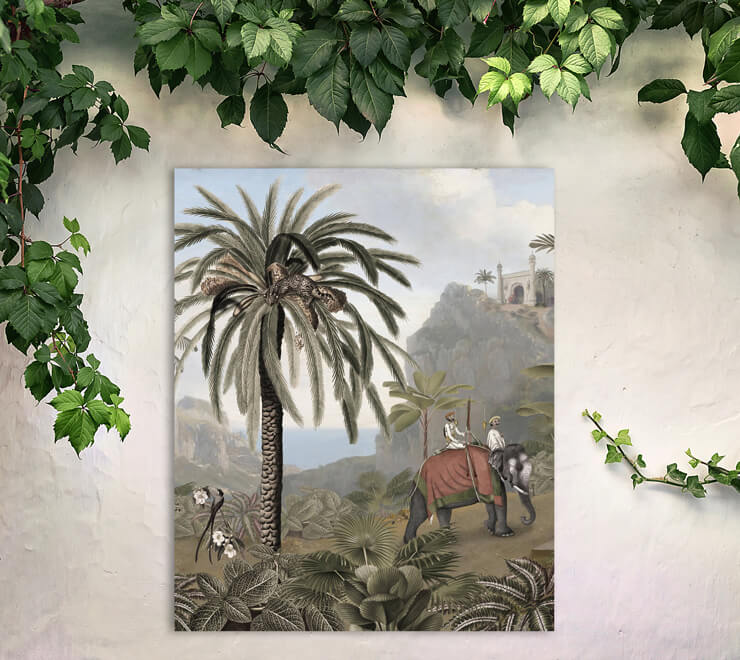 vintage jungle poster on metal on garden wallpaper