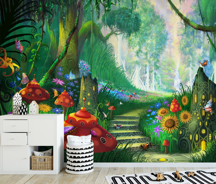 colourful fairy wall mural in childs room for kids room trends for 2022