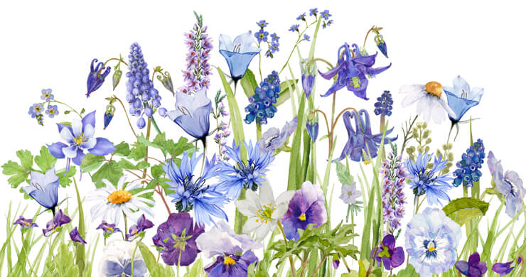 purple/blue flower painting wallpaper