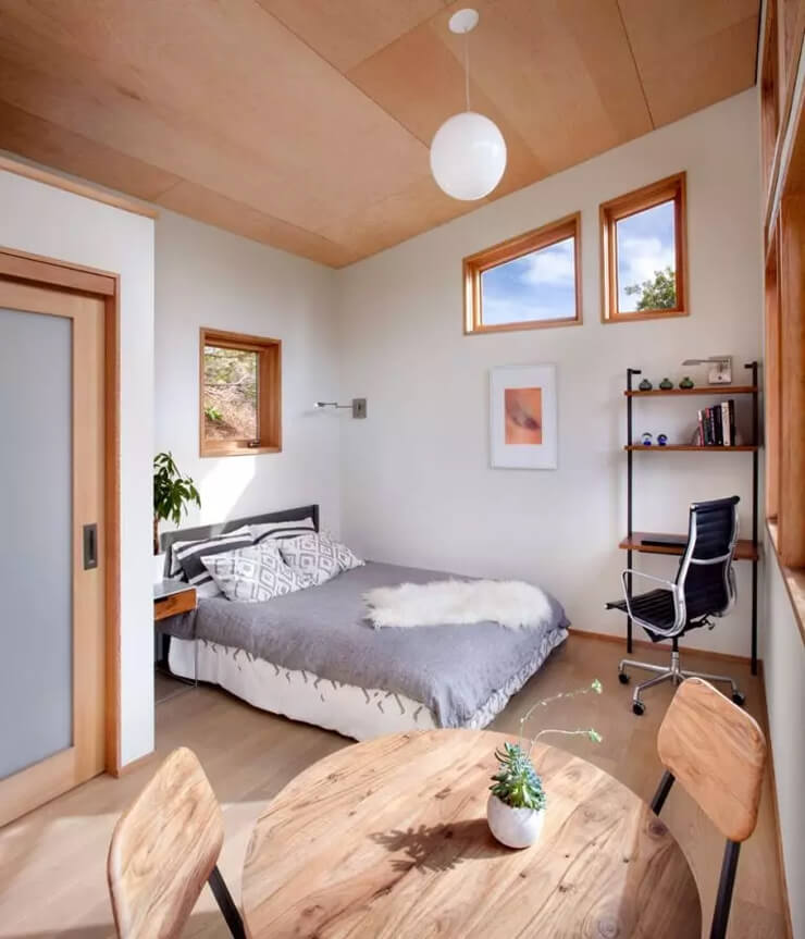 simple bedroom in garage