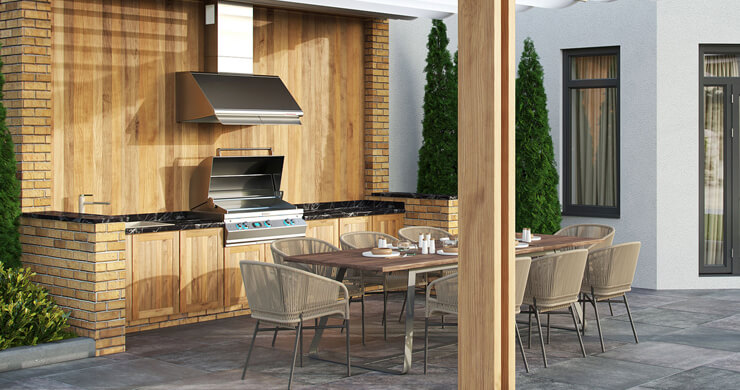 outdoor seating area for outdoor kitchen ideas