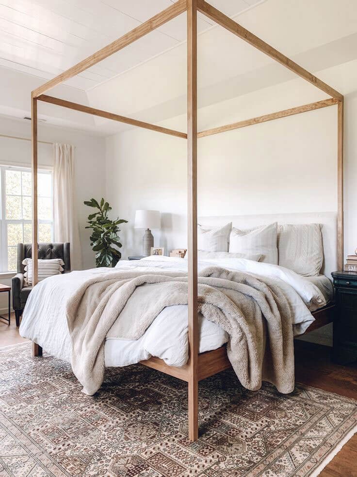 minimalist four poster bed