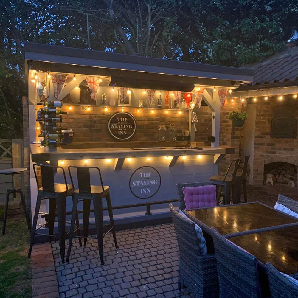 outdoor bar with pretty fairy lights