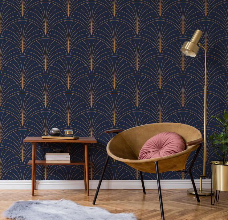 Art deco mural in dressing room