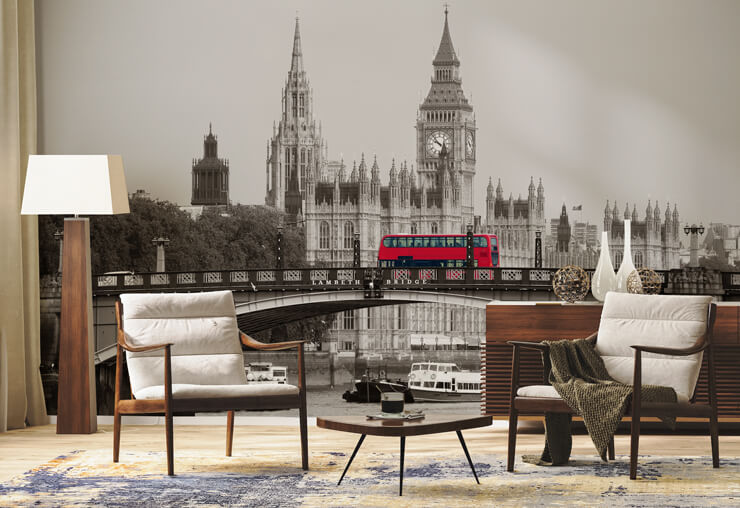 london skyline in living room