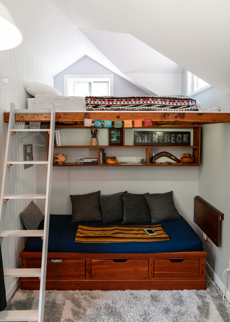 simple bedroom in garage