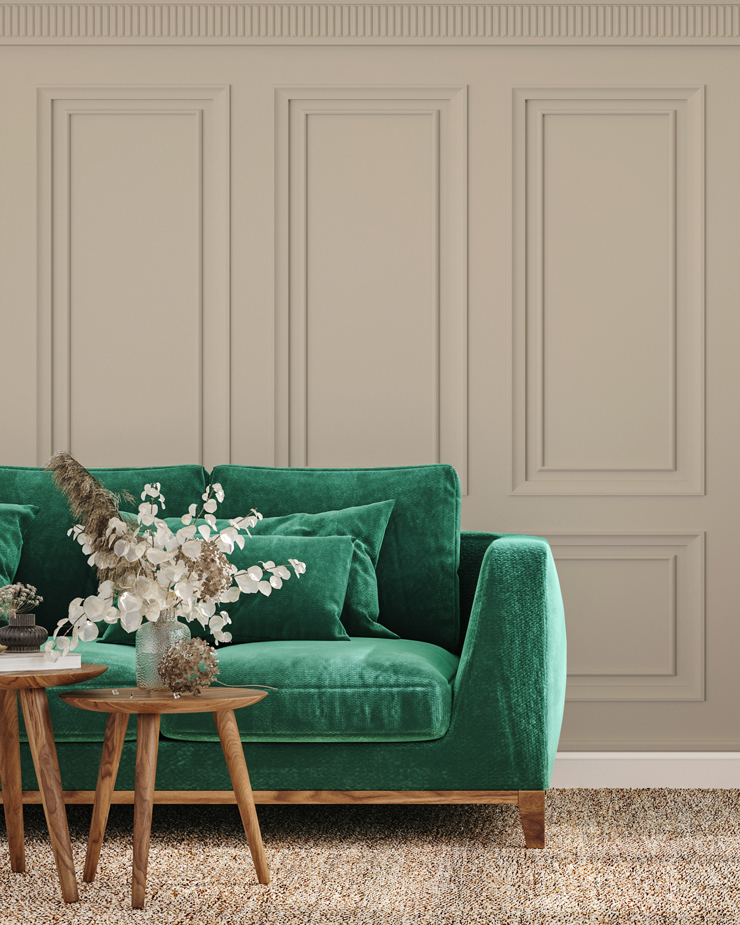 being panel wallpaper in living room