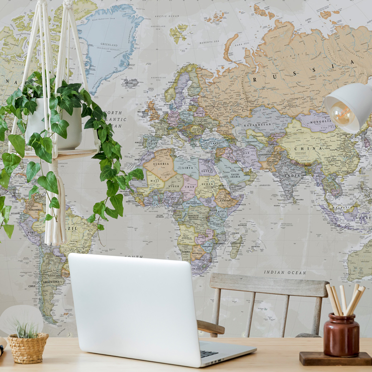 world map wallpaper mural in home office world map wallpaper mural in home office