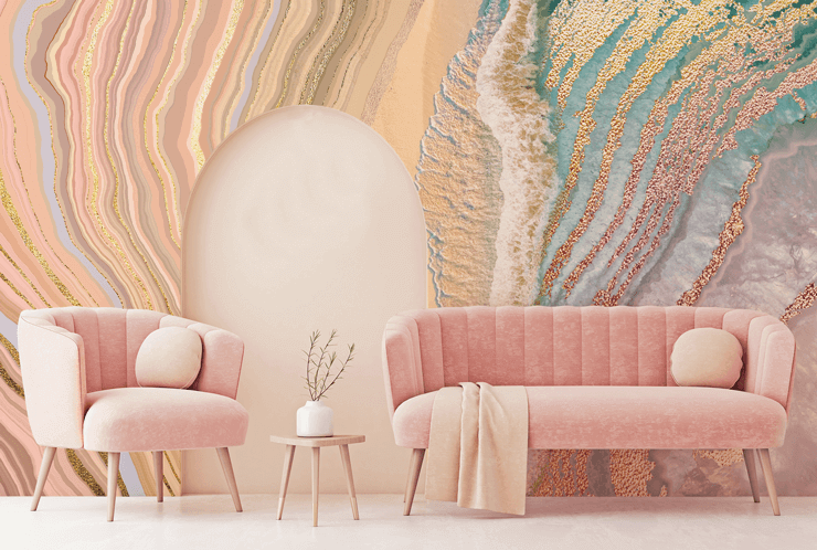 pink and blue geode wallpaper mural called Soft Sand pink and blue geode wallpaper mural called Soft Sand