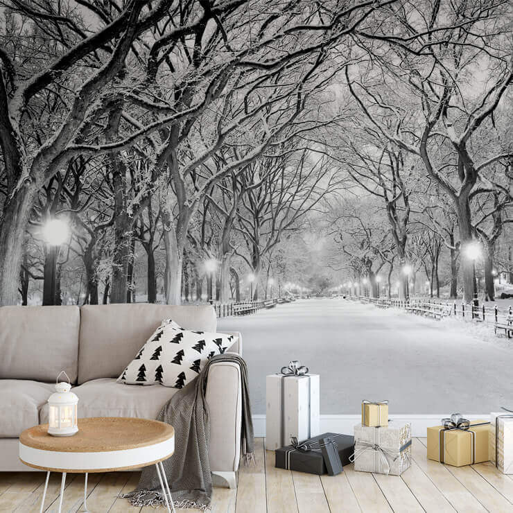 christmas wall mural for a cosy living room christmas wall mural for a cosy living room