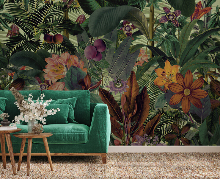 floral jungle mural for unusual home decor