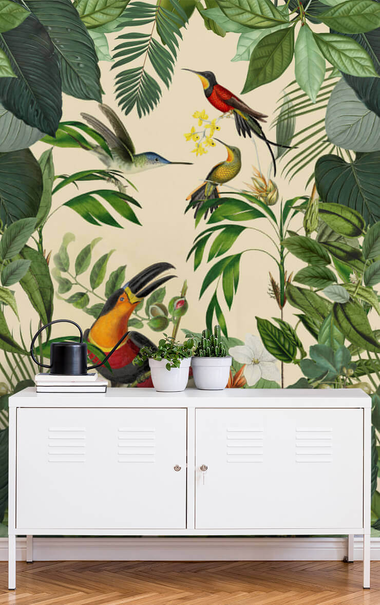 tropical birds in a jungle wall mural tropical birds in a jungle wall mural