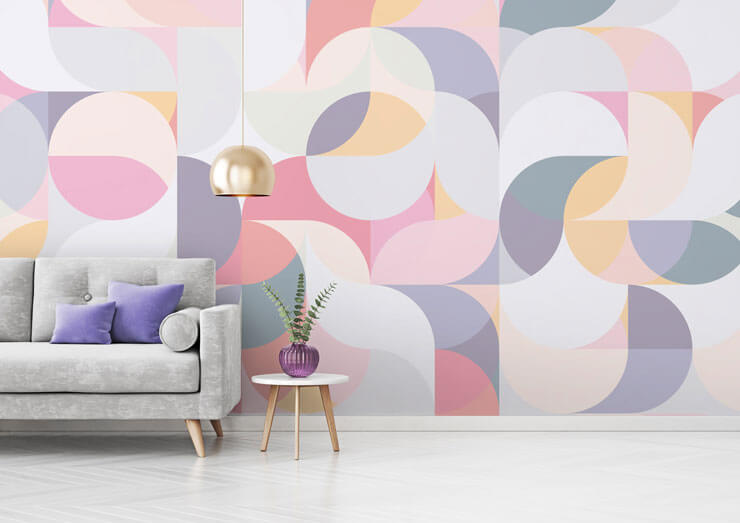 pastel 80s wallpaper called harmonic waves for living rooms