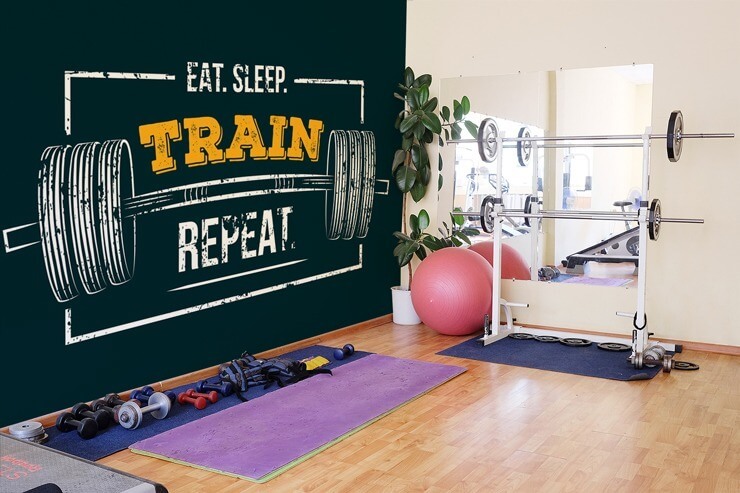gym wallpaper mural for a small home gym